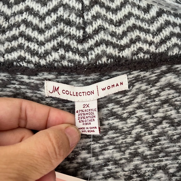 JM Collection Sz 2X Knit Gray Oversized Open Cardigan Sweater Long Sleeve - Picture 3 of 9